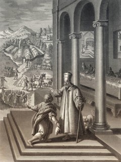 The Parable of the Great Banquet, New Testament, steel engraving 1853, digitally restored