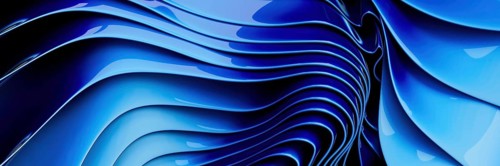Abstract blue waves create a stunning visual with curved, flowing layers. The dynamic motion and