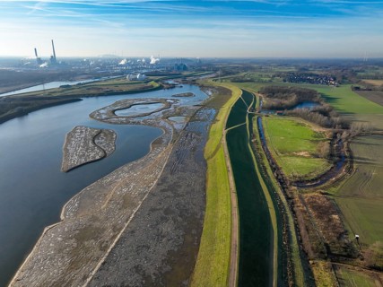 Haltern-Marl, North Rhine-Westphalia, Germany - Lippe, flood protection in the