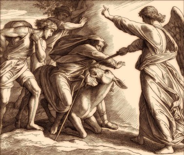Balaam and the angel, Balaam's Donkey, Old Testament, by Julius Schnorr von Carolsfeld, 1860