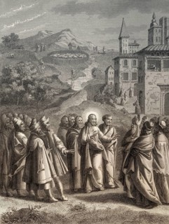 The Parable of the Lost Sheep, New Testament, steel engraving 1853, digitally restored