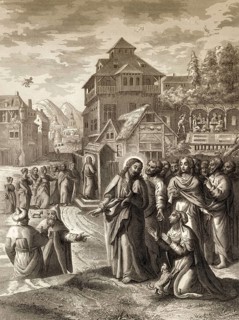 The Faith of a Canaanite Woman, New Testament, steel engraving 1853, digitally restored