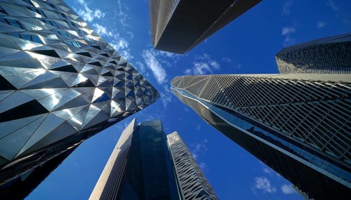 Architecture, buildings, skyscrapers, banks, finance, financial district, financial center,