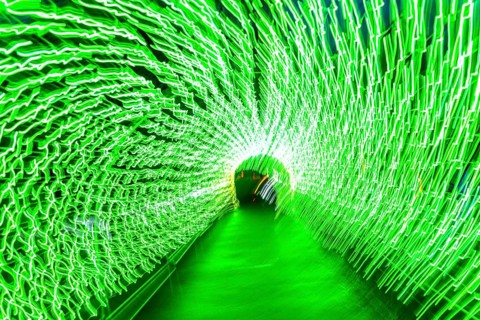 Light, tunnel, in motion, light tunnel, changes light color, light installation at park lights in