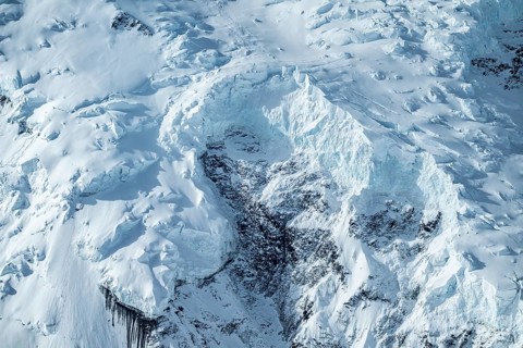 Detail, glacier, aerial view, Alaska Range, Denali National Park, Alaska, USA