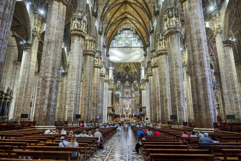 Milan Cathedral from inside the church, Milan, Italy
