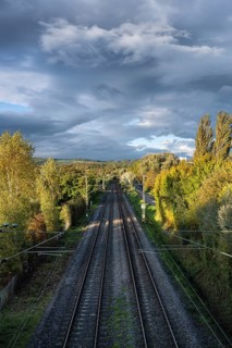 Railway line, tracks, rails, Constance county, Baden-Württemberg, Germany