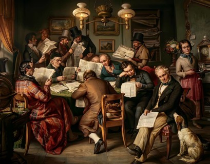 Reading rage based on a picture of Amato around 1850, historical illustration, digitally edited,