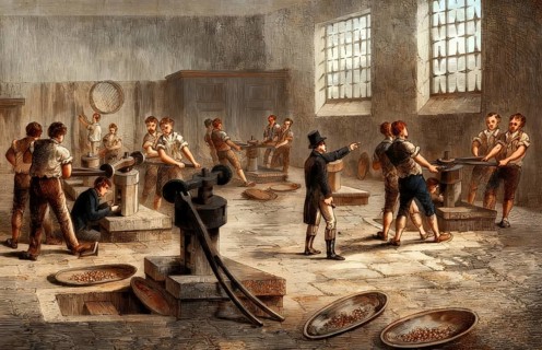 The Royal Mint, official manufacture of British coins, London, England, Europe, 1800