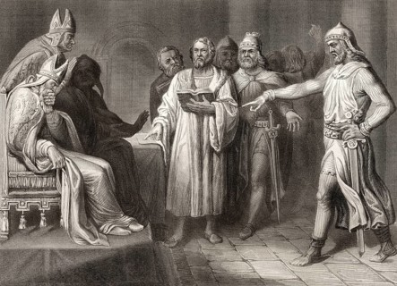 John Wycliffe, 1330, 1384, an English church reformer before a court
