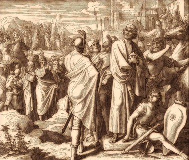 Rehoboam and Jeroboam I, Old Testament, by Julius Schnorr von Carolsfeld
