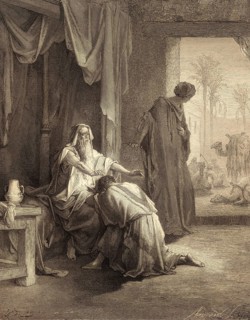 Isaac Blesses Jacob, woodcut by Gustave Doré