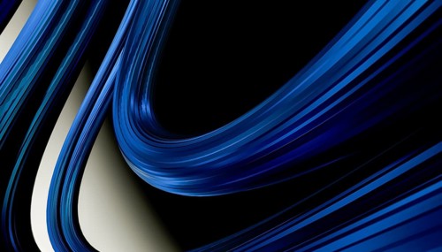 An intricate 3D rendering of dynamic blue swirls, exhibiting motion and flow in an attractor style.