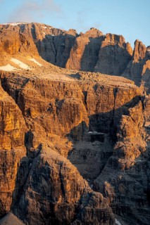 Detail, rocks and mountain peaks of the Brenta Mountains, evening mood with alpine glow, Brenta,