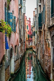 Canal with historical architecture, gondola, old town, water, tourism, city trip, Venice, Italy
