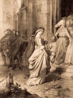 Gretchen, Faust and Mephistopheles, first part of the tragic play Faust by Johann Wolfgang von