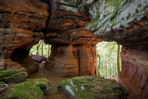Sandstone Cliffs, Old Castle Rock, near Eppenbrunn, Palatinate Forest, Rhineland-Palatinate,