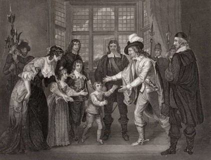 The captive King Charles I is permitted a visit from his family in the Presence of Oliver Cromwell,