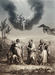 Evangelist portraits with their symbols, 1853, Steel engraving digitally restored