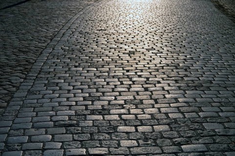 Paved street in Gegenlicht, Bavaria, Germany