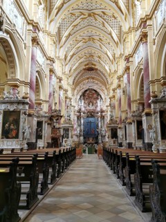 View of the high altar, Former abbey church, monastery church of the former Cistercian abbey of