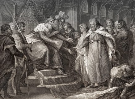Edward Prince of Wales presenting the captive King John II of France and his son to his father