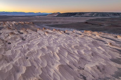 Stunning view of the pumice field in Catamarca, Argentina, highlighted by the soft light of sunrise