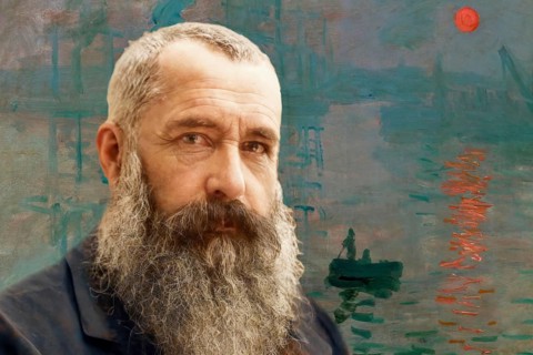 Portrait of Claude Monet, 1840 – 1926, French painter and founder of Impressionism, with his