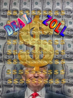 Symbolic image, Trump-Bitcoin, questionable speculative profits for himself, morality as president,
