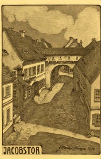 Historical postcard, picture postcard, Jacobstor, Wurzen, Saxony, Germany, digitally enhanced
