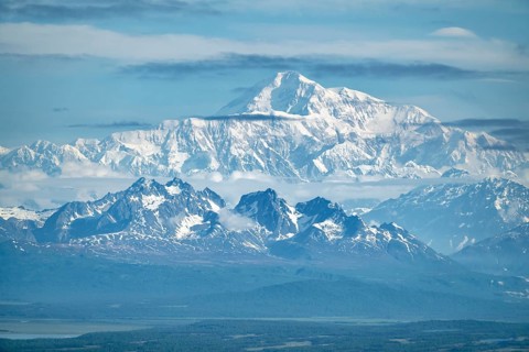 Aerial view, Mt Denali, Alaska Range, Denali National Park, Alaska, USA