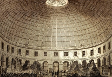 The Halle aux blés, Paris, antique steel engraved print, 1831