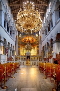 Interior view of Hagios Demetrios Church, also known as Agios Dimtrios or Demetrios Basilica,
