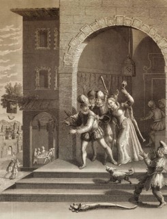 The Parable of the Prodigal Son, wastes all his money, New Testament, steel engraving 1853,