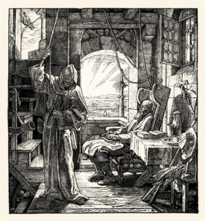 Death as a friend, 1848, by Leopold Hugo Bürkner after Alfred Rethel, digitally restored