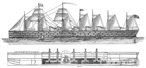Schnittplan der SS Great Eastern, eines eisernen Dampfseglers, 19. Jahrhundert