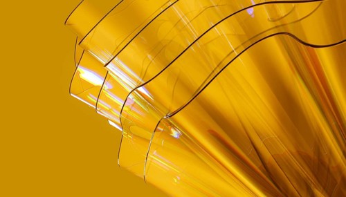Abstract 3D render showcasing a vibrant crystal like structure with a smooth, glossy texture. The