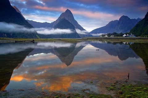 New Zealand, South Island, Milford Sound, sunrise, landscape