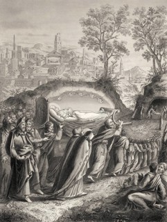 Burial of the Virgin Mary, Steel engraving 1853, digitally restored