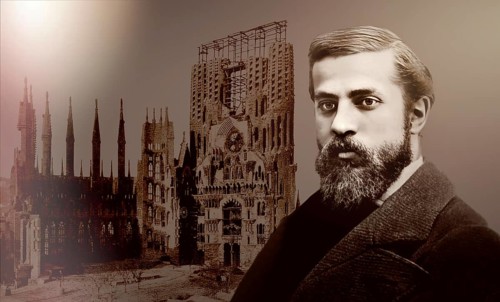 Portrait of Antoni Gaudí i Cornet, 1852 – 1926, Catalan architect and designer from Spain, the