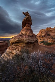 A stunning silhouette of a unique rock formation at Coyote Buttes in the Paria Canyon-Vermilion
