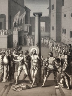 The Flagellation of Christ, New Testament, steel engraving 1853, digitally restored