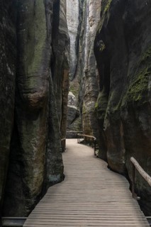 Path through the rocks at Adršpach-Teplice Rocks on a sunny day in autumn, Dolní Adršpach, 549 57