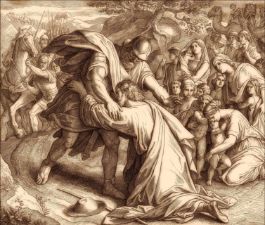 Jacob and Esau Reunited, Old Testament, by Julius Schnorr von Carolsfeld, 1860