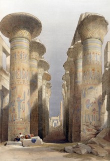 Thebes. Great Hall of Karnak, Egypt, c. 1850, Historic, digitally restored reproduction from a 19th