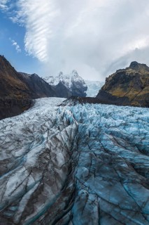 Stunning view of the expansive Vatnajökull Glacier, nestled within the rugged landscapes of