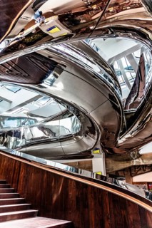 Spectacular double spiral staircase from ground floor to roof terrace, offering breathtaking views