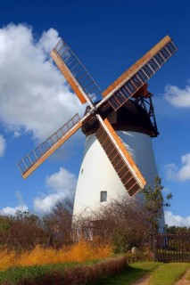 An old restored white windmill near Coswig in Saxony, mill, mills, windmill, windmills Coswig,