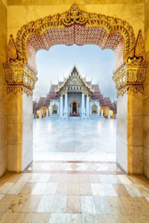 Marble temple, made of Carrara marble, Wat Benchamabopit, back of the Ubosot, temple in the Dusit