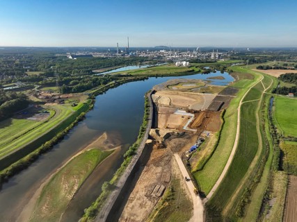 Haltern-Marl, North Rhine-Westphalia, Germany - Lippe, flood protection in the